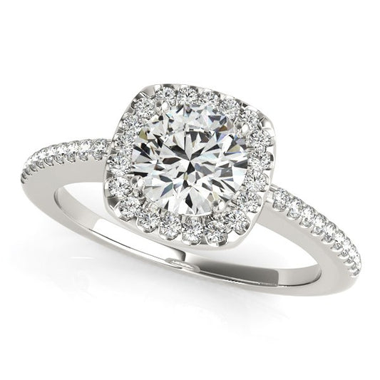 14k White Gold Pave Style Slim Shank Diamond Engagement Ring (1 1/8 cttw) - The Best Accessory