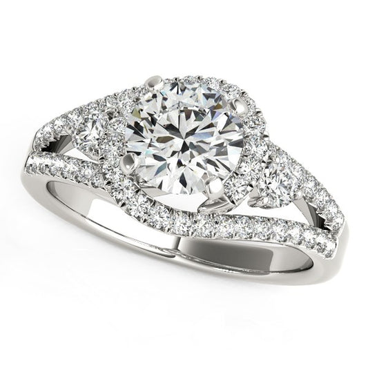 14k White Gold Split Shank Halo Bypass Diamond Engagement Ring (1 3/4 cttw) - The Best Accessory