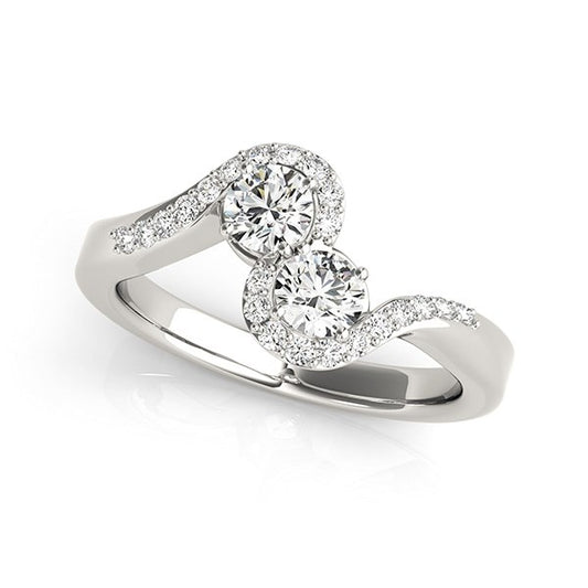 14k White Gold Curved Band Style Two Diamond Ring (5/8 cttw) - The Best Accessory