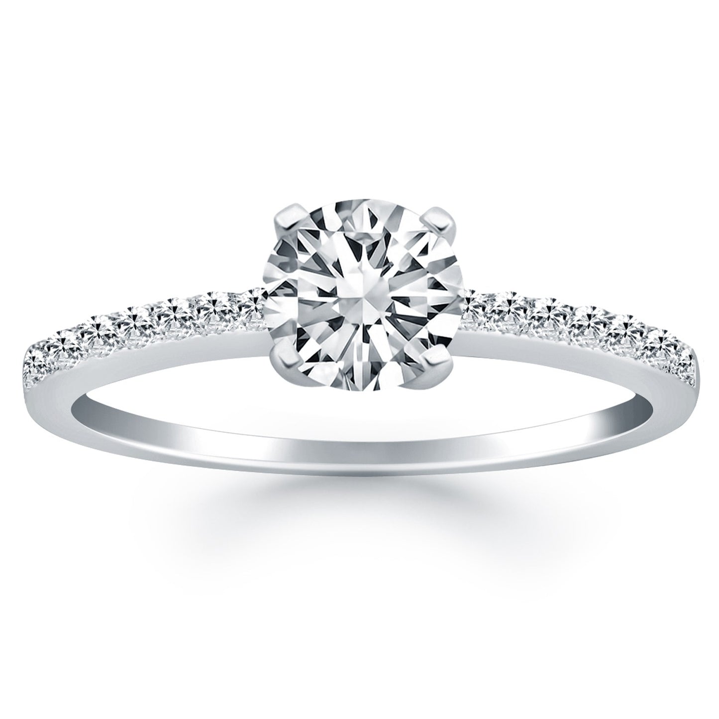 14k White Gold Engagement Ring with Pave Diamond Band - The Best Accessory