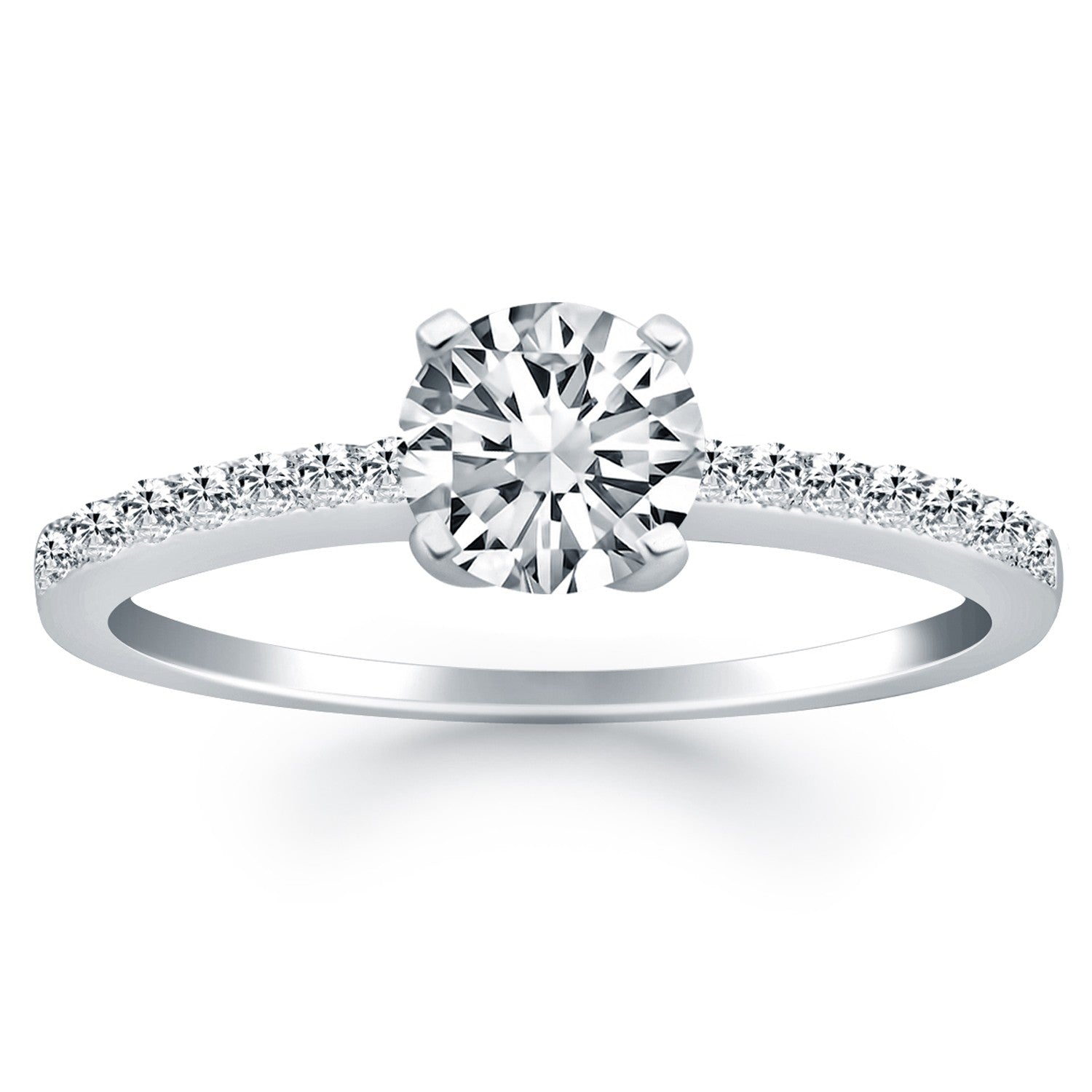 14k White Gold Engagement Ring with Pave Diamond Band - The Best Accessory