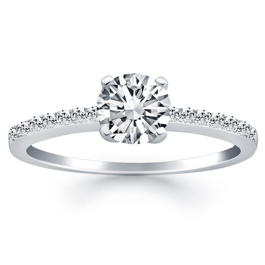 14k White Gold Engagement Ring with Pave Diamond Band - The Best Accessory
