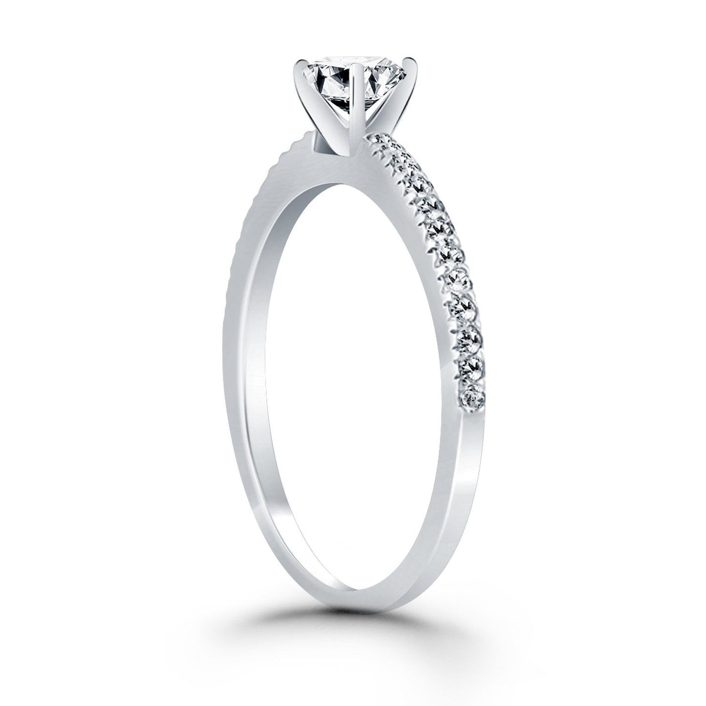 14k White Gold Engagement Ring with Pave Diamond Band - The Best Accessory