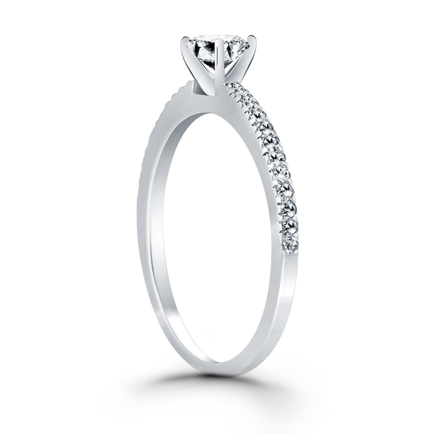14k White Gold Engagement Ring with Pave Diamond Band - The Best Accessory