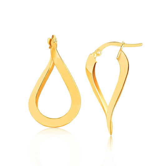 14k Yellow Gold Flat Polished Twisted Hoop Earrings - The Best Accessory
