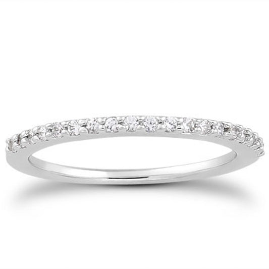 14k White Gold Slim Profile Diamond Micro Prong Diamond Wedding Ring Band - The Best Accessory