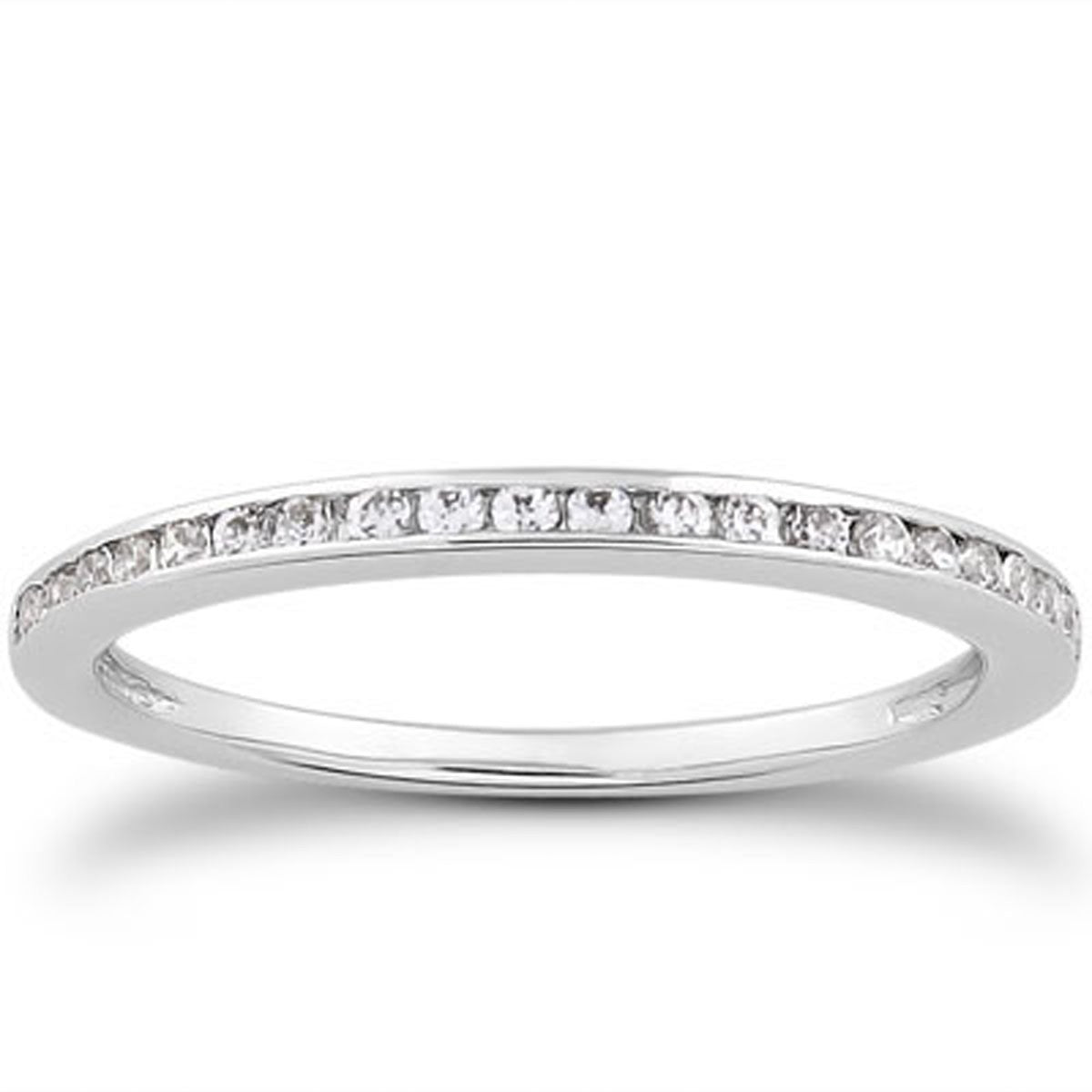 14k White Gold Slim Profile Diamond Channel Set Wedding Ring Band - The Best Accessory
