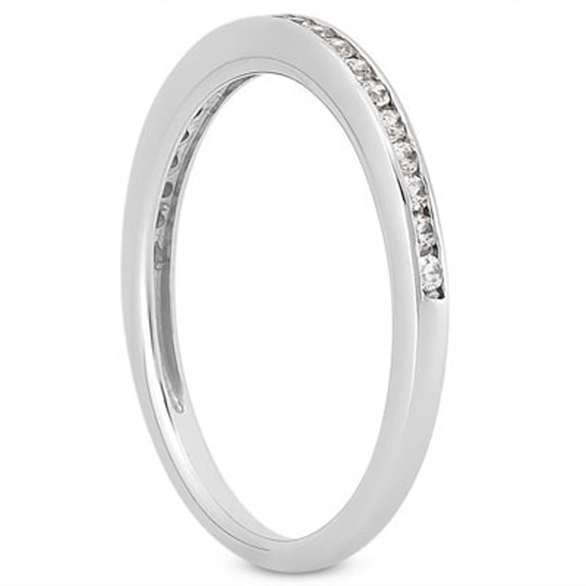 14k White Gold Slim Profile Diamond Channel Set Wedding Ring Band - The Best Accessory