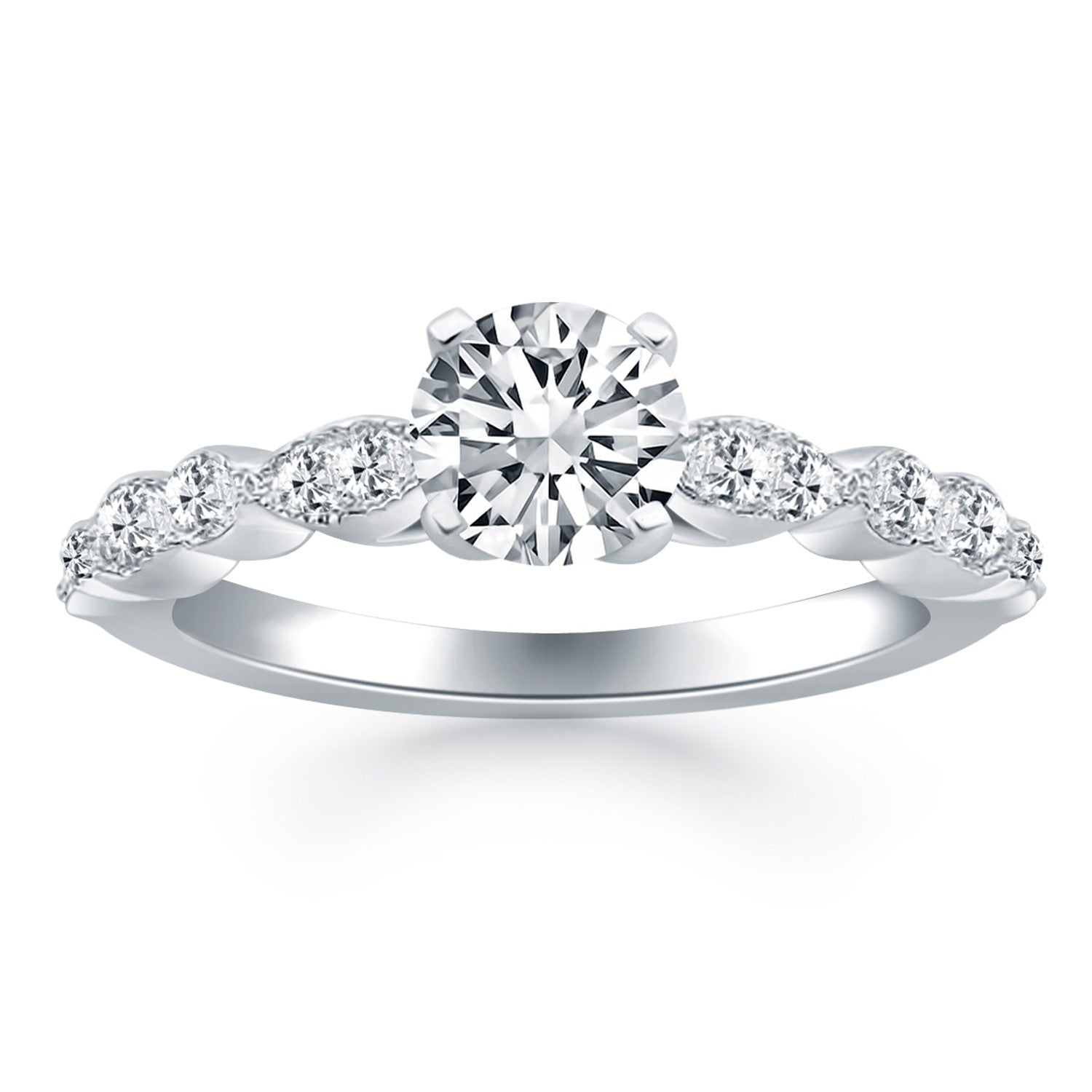 14k White Gold Fancy Shaped Diamond Engagement Ring - The Best Accessory