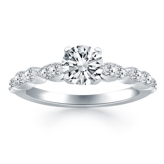 14k White Gold Fancy Shaped Diamond Engagement Ring - The Best Accessory