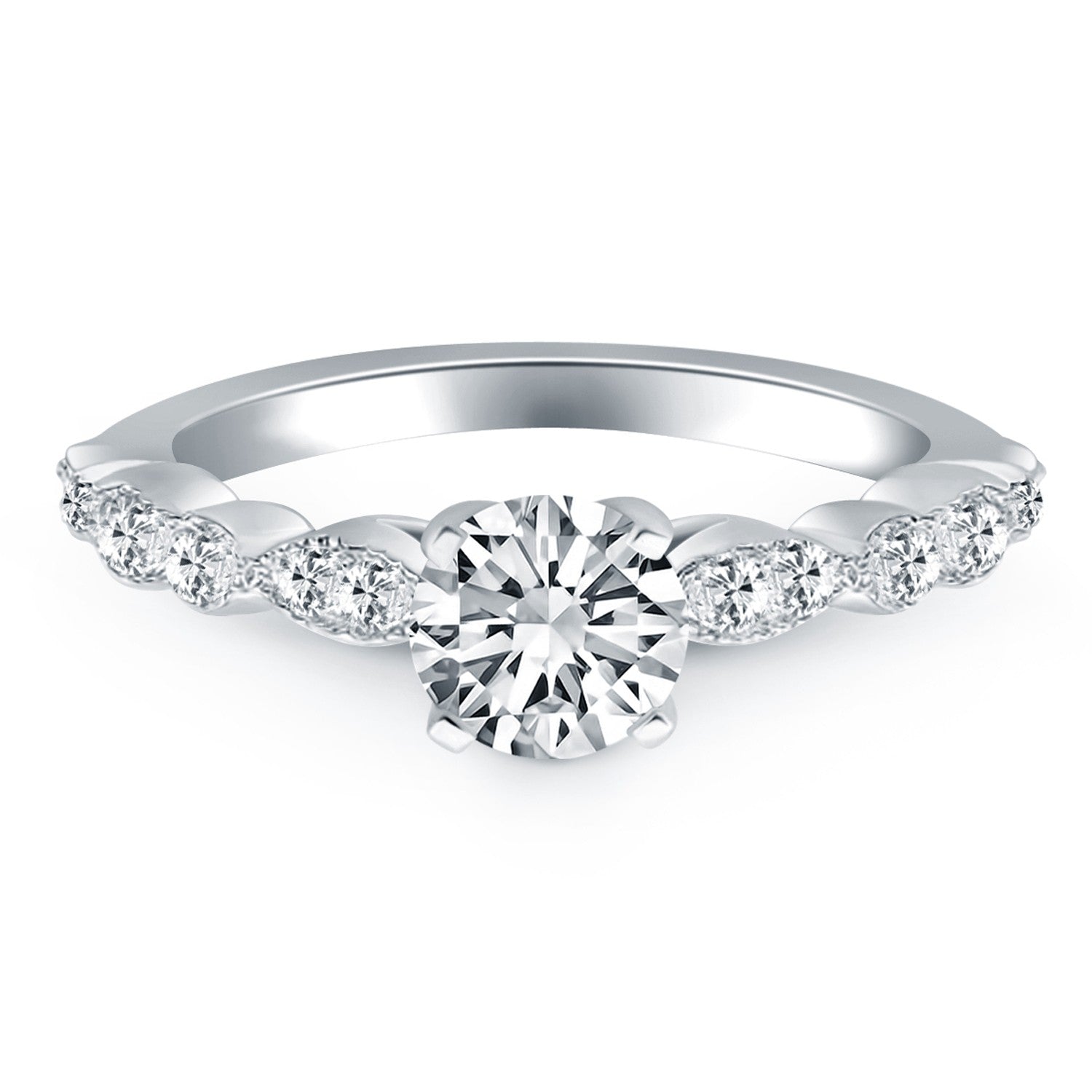 14k White Gold Fancy Shaped Diamond Engagement Ring - The Best Accessory