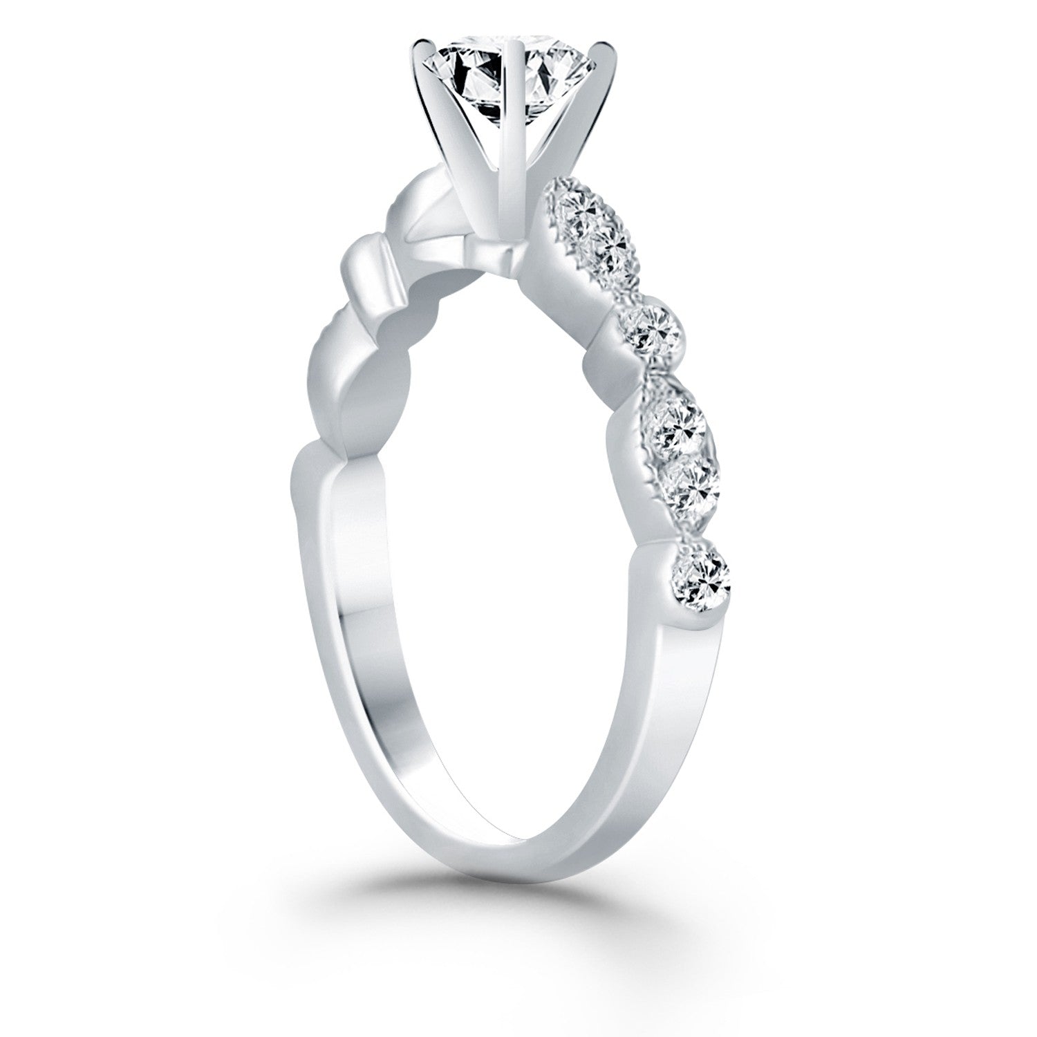 14k White Gold Fancy Shaped Diamond Engagement Ring - The Best Accessory