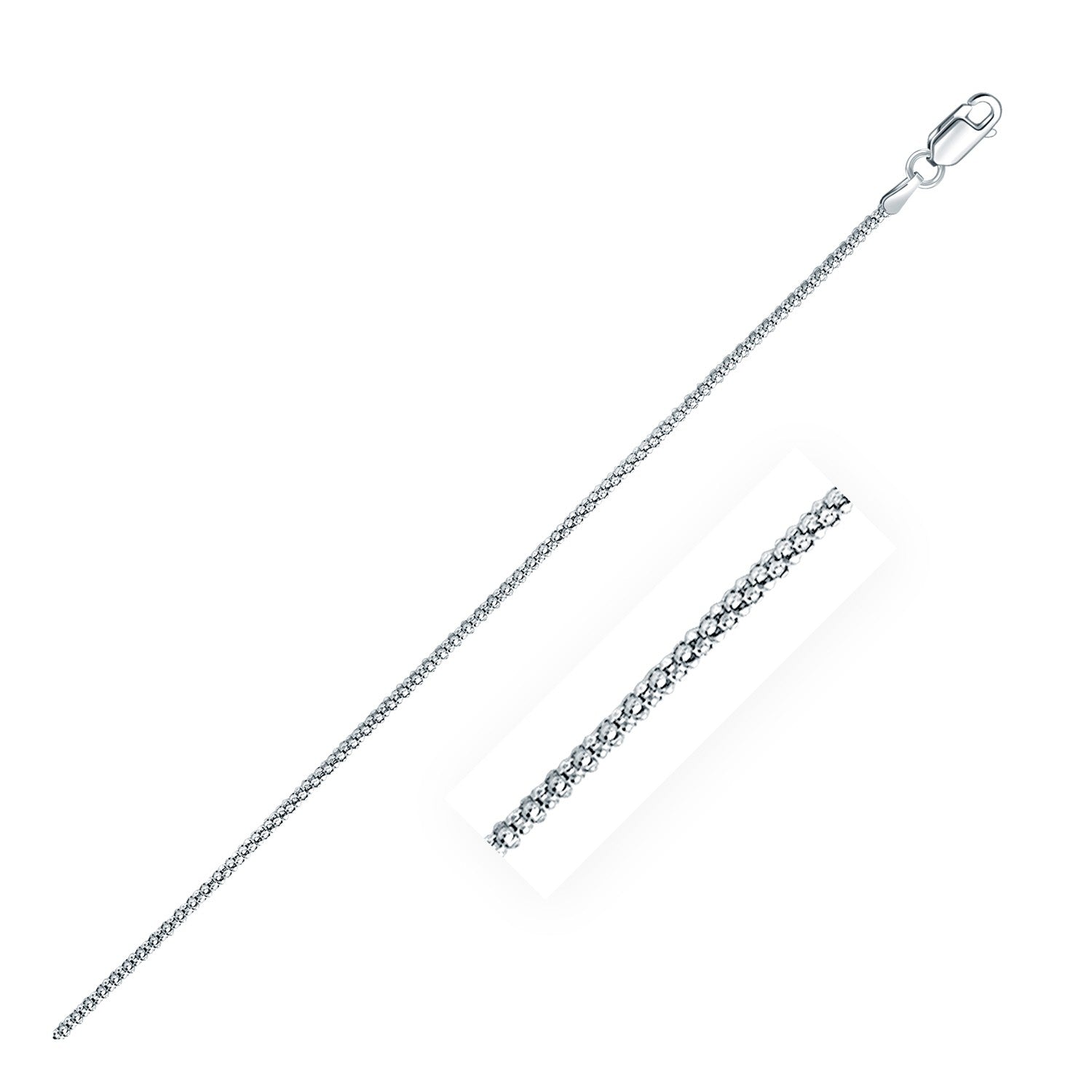 Rhodium Plated 1.8mm Sterling Silver Popcorn Style Chain (1.80 mm) - The Best Accessory