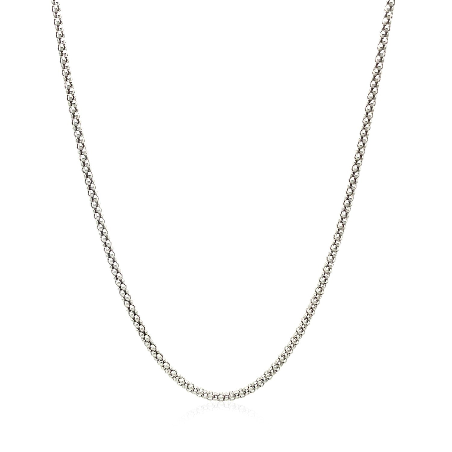 Rhodium Plated 1.8mm Sterling Silver Popcorn Style Chain (1.80 mm) - The Best Accessory