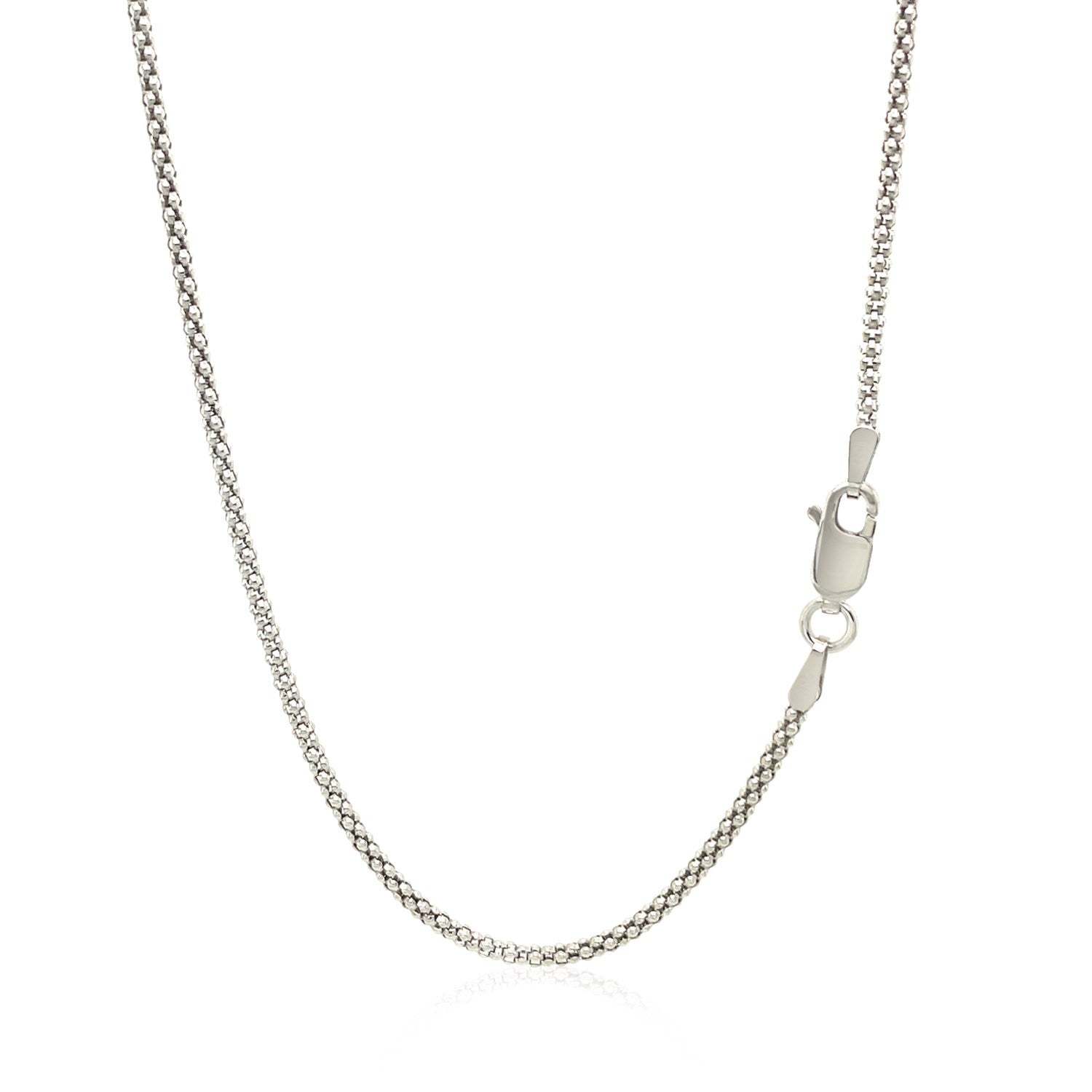 Rhodium Plated 1.8mm Sterling Silver Popcorn Style Chain (1.80 mm) - The Best Accessory