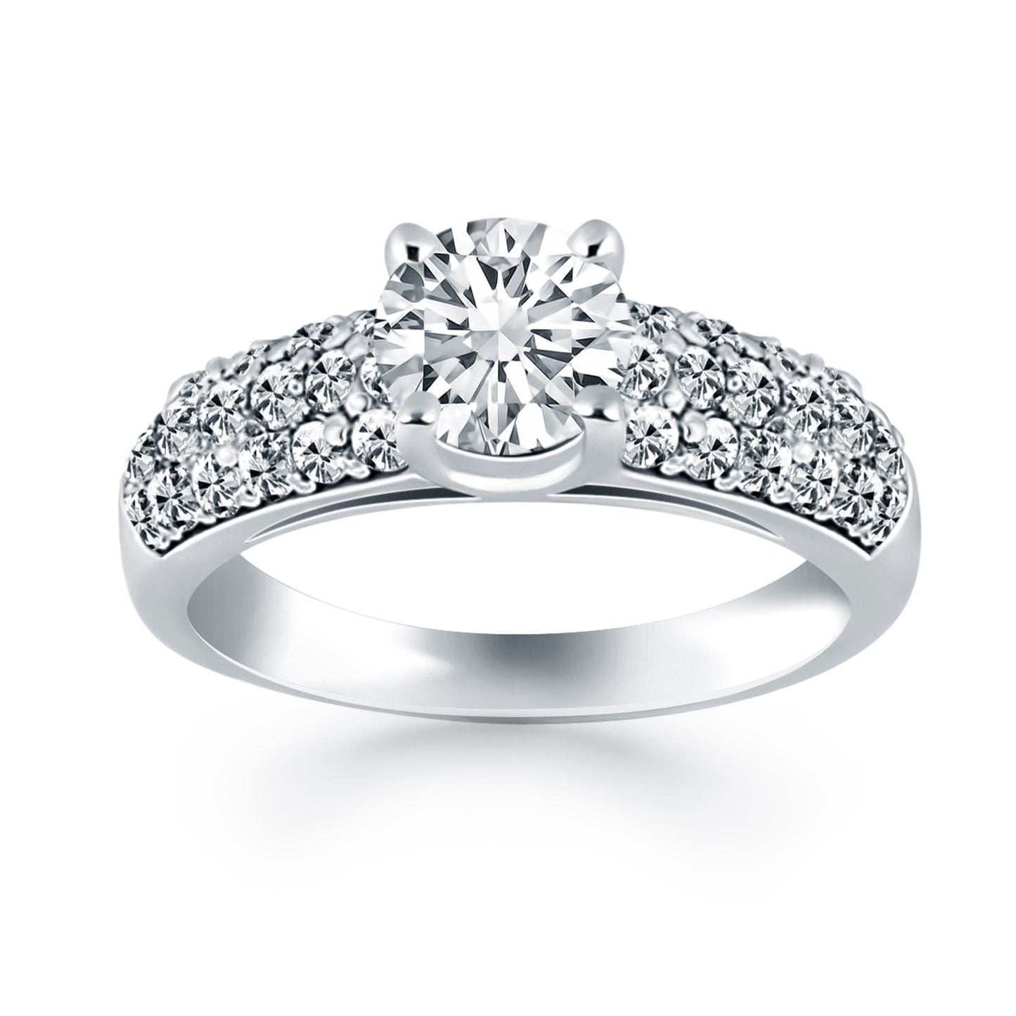 14k White Gold Tapered Pave Diamond Wide Band Engagement Ring - The Best Accessory