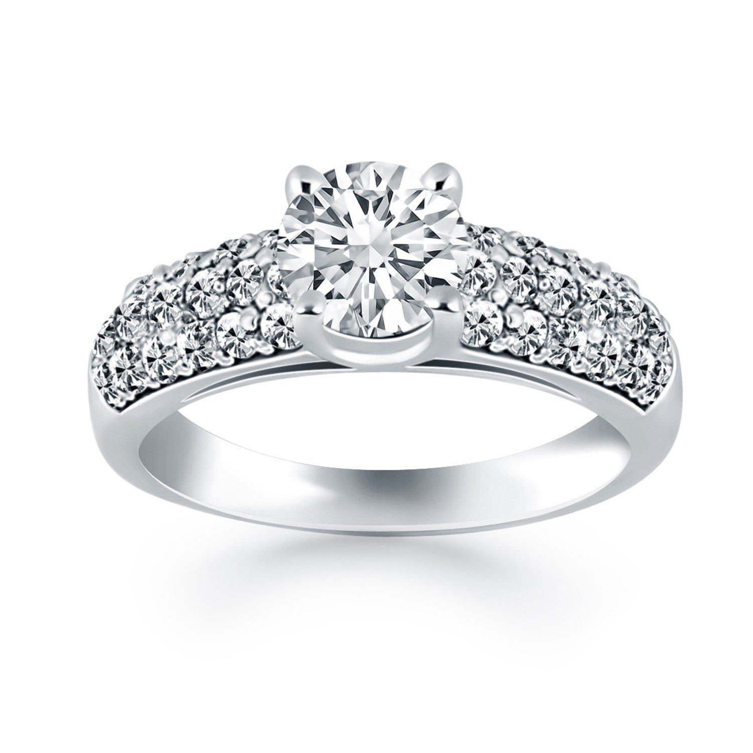 14k White Gold Tapered Pave Diamond Wide Band Engagement Ring - The Best Accessory