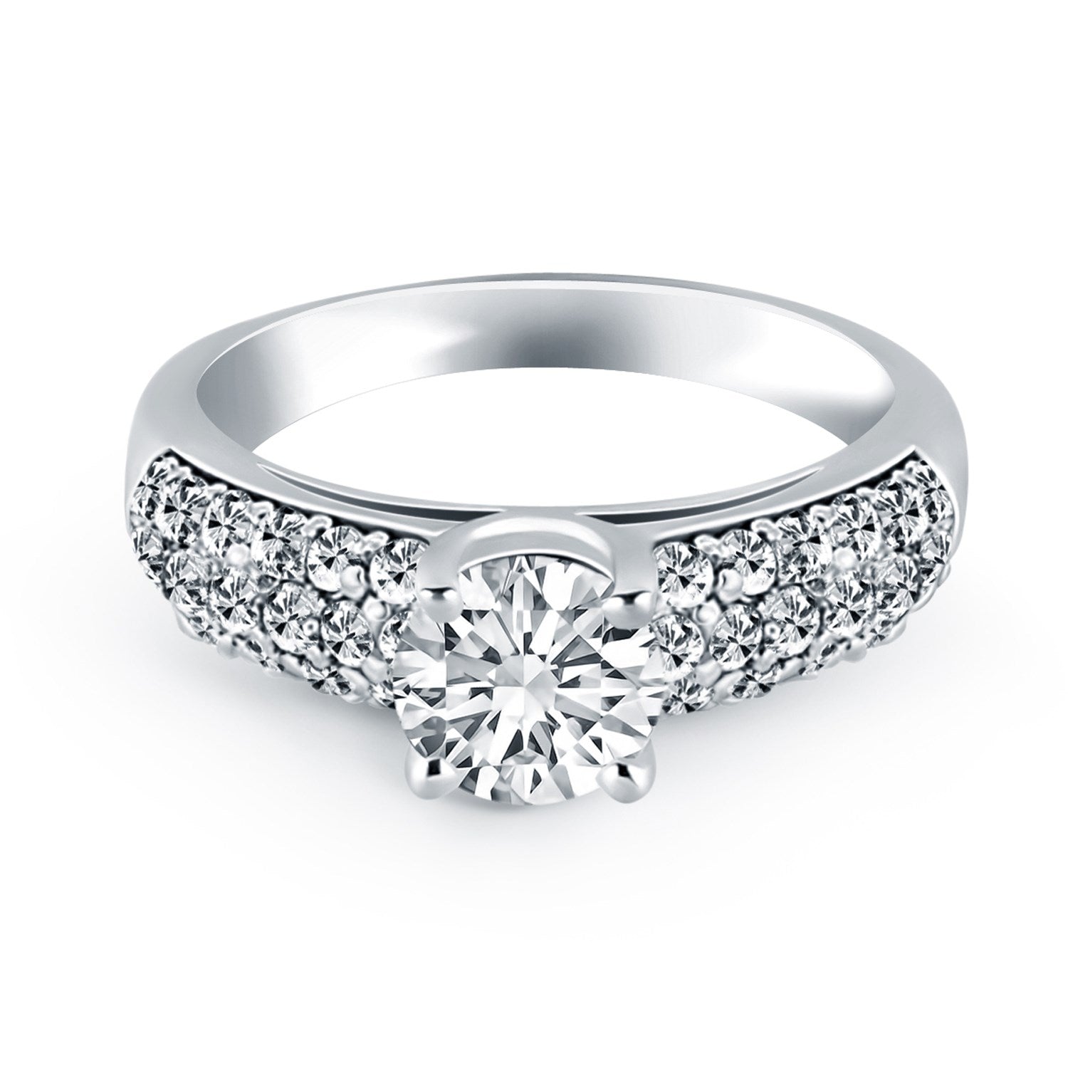 14k White Gold Tapered Pave Diamond Wide Band Engagement Ring - The Best Accessory
