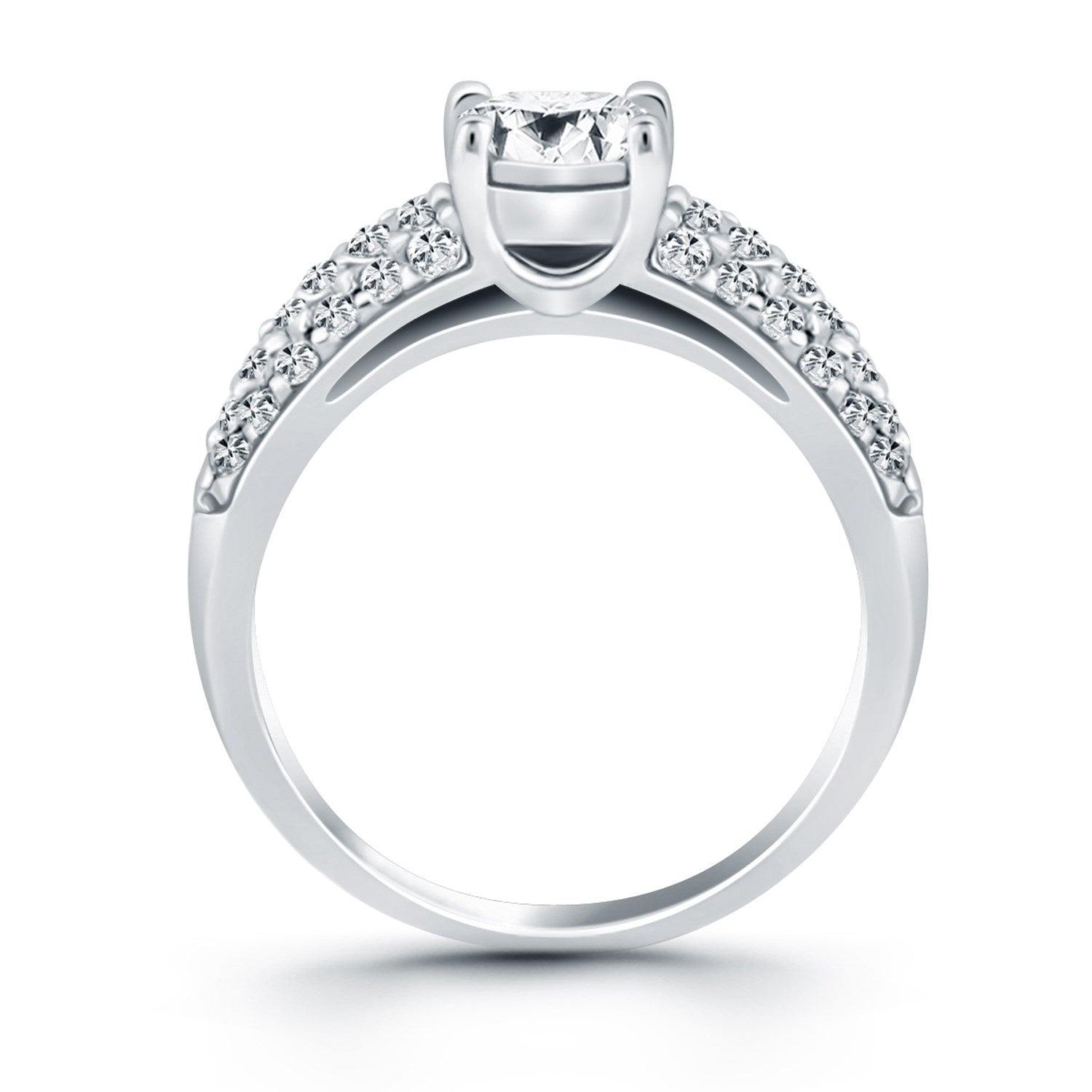 14k White Gold Tapered Pave Diamond Wide Band Engagement Ring - The Best Accessory