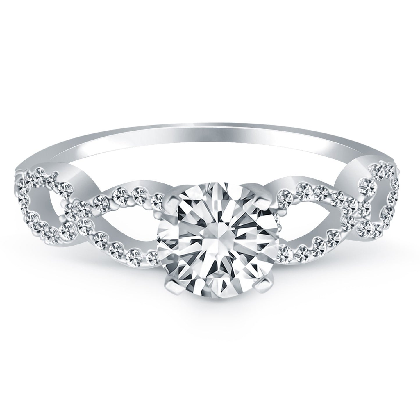 14k White Gold Double Infinity Diamond Engagement Ring - The Best Accessory
