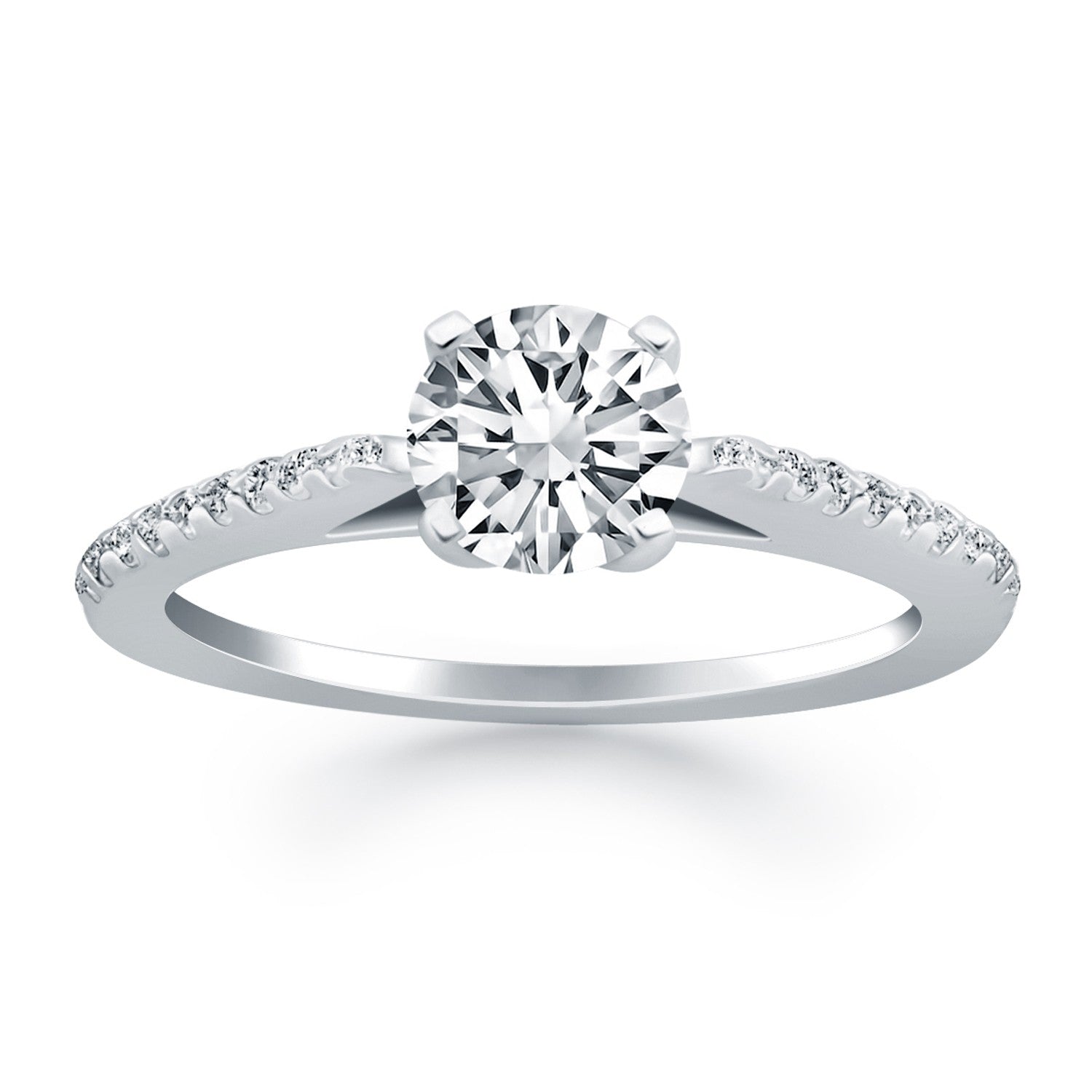 14k White Gold Micro Prong Diamond Cathedral Engagement Ring - The Best Accessory