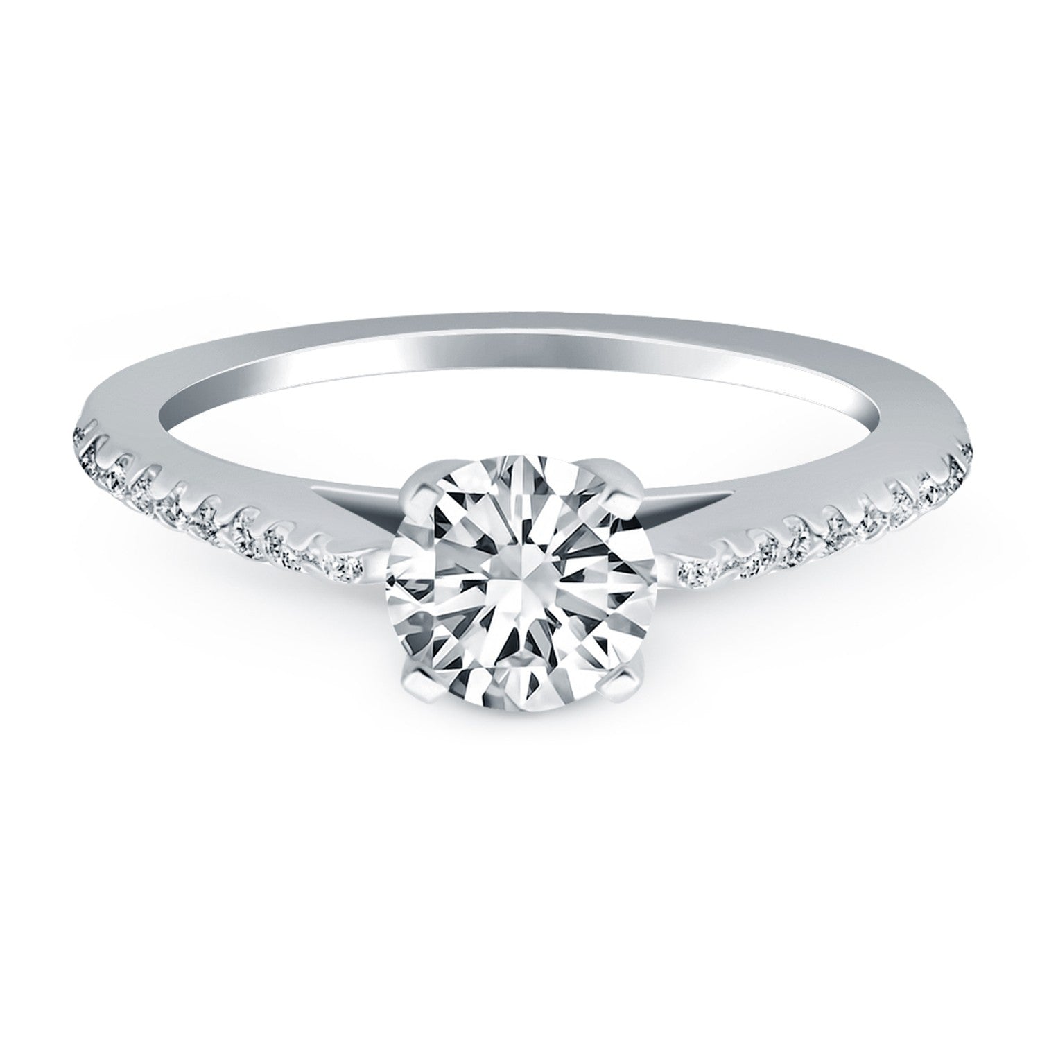 14k White Gold Micro Prong Diamond Cathedral Engagement Ring - The Best Accessory