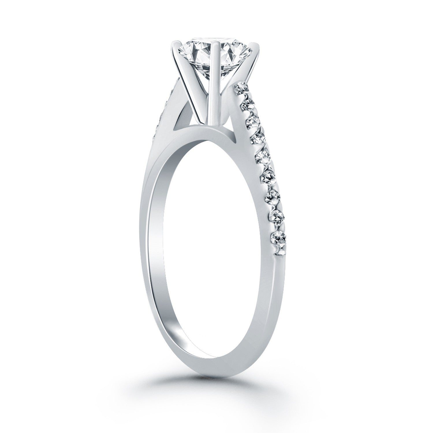 14k White Gold Micro Prong Diamond Cathedral Engagement Ring - The Best Accessory