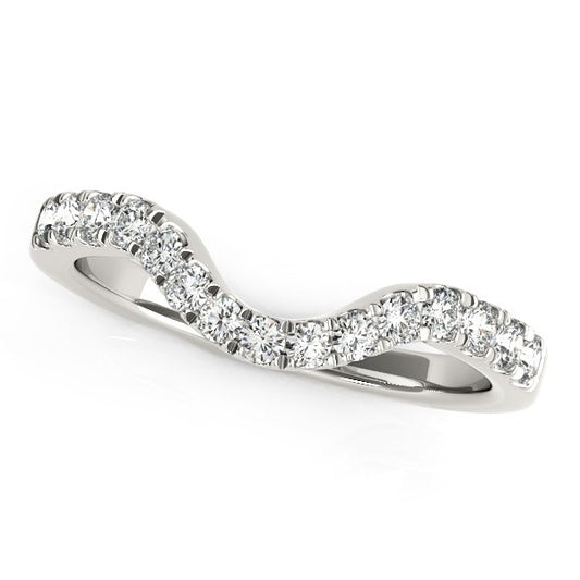 14k White Gold Curved Style Wedding Ring with Diamonds (1/3 cttw) - The Best Accessory