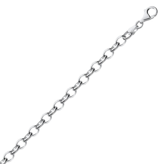 Sterling Silver Polished Charm Bracelet with Rhodium Plating (5.10 mm) - The Best Accessory