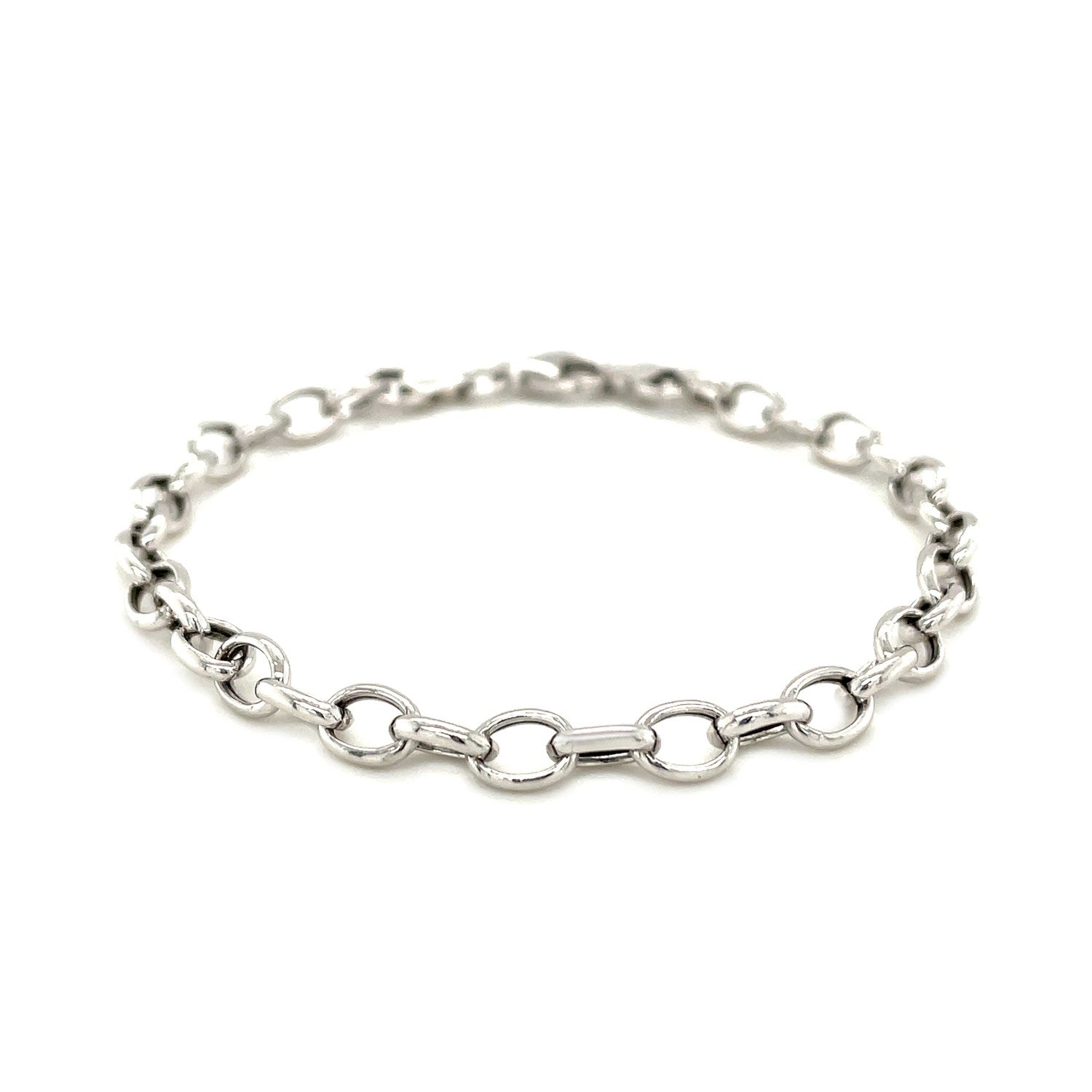 Sterling Silver Polished Charm Bracelet with Rhodium Plating (5.10 mm) - The Best Accessory