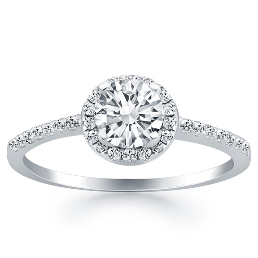 14k White Gold Diamond Halo Collar Engagement Ring - The Best Accessory