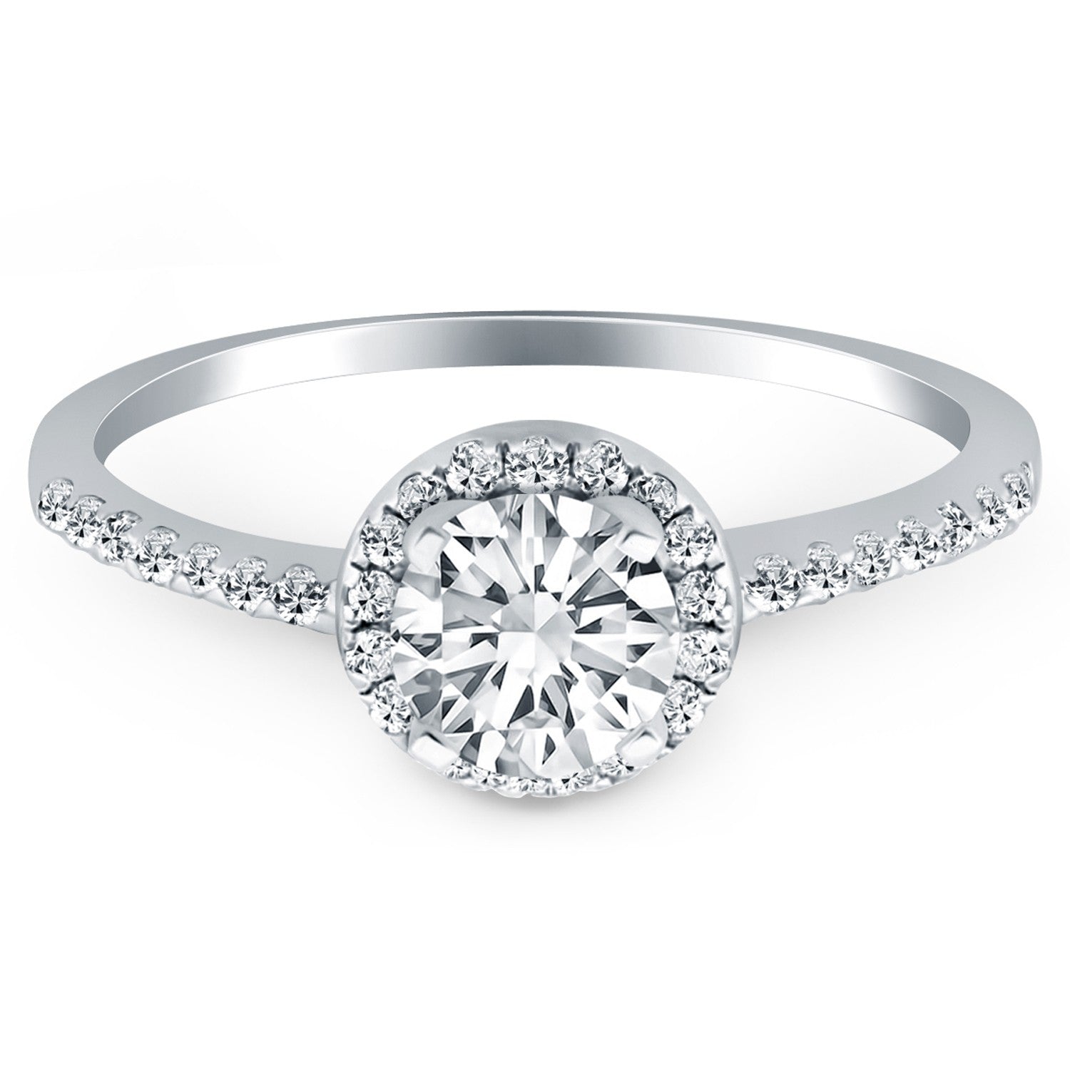 14k White Gold Diamond Halo Collar Engagement Ring - The Best Accessory