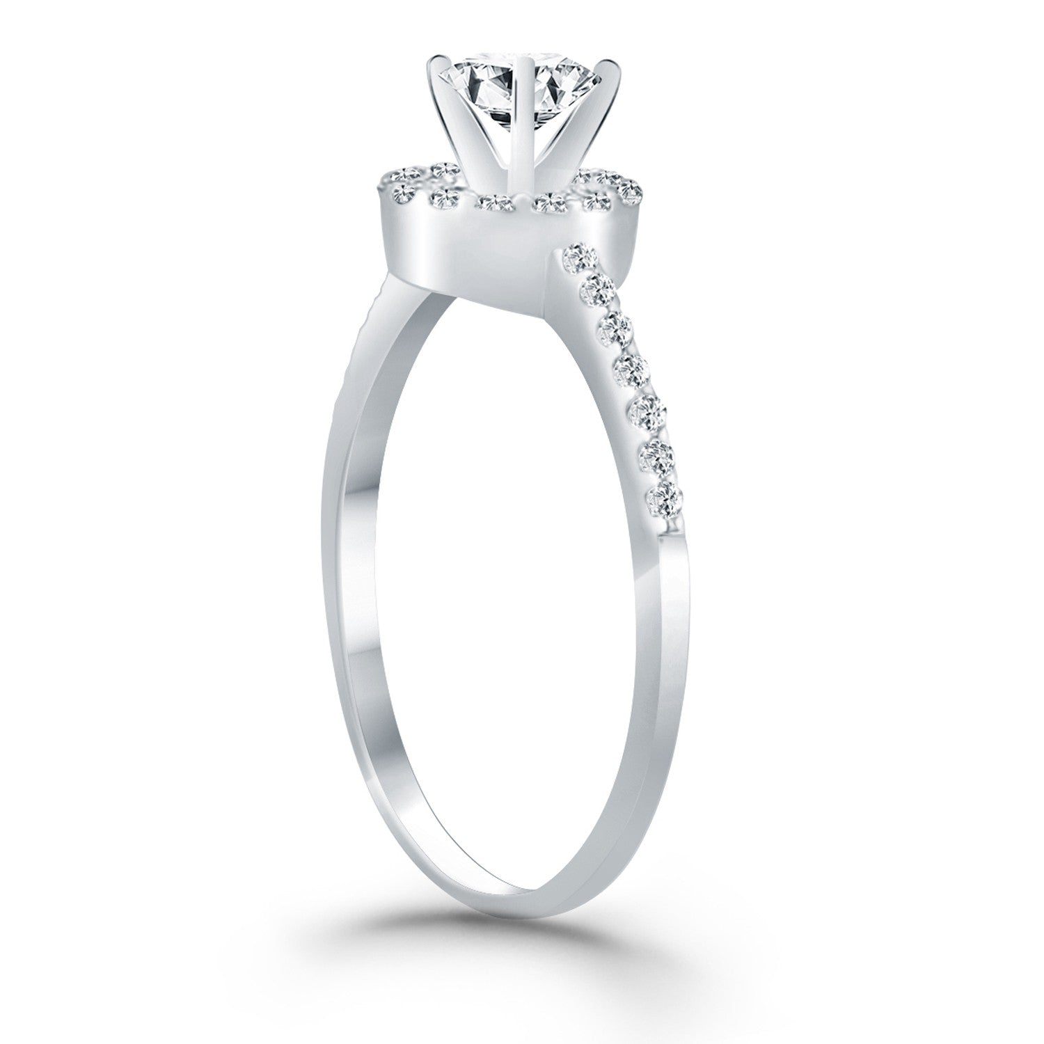 14k White Gold Diamond Halo Collar Engagement Ring - The Best Accessory
