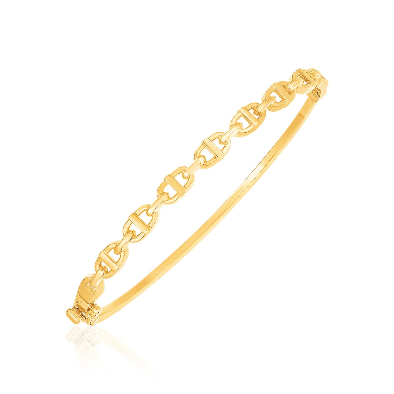 14k Yellow Gold High Polish Puffed Mariner Bangle (5.70 mm) - The Best Accessory