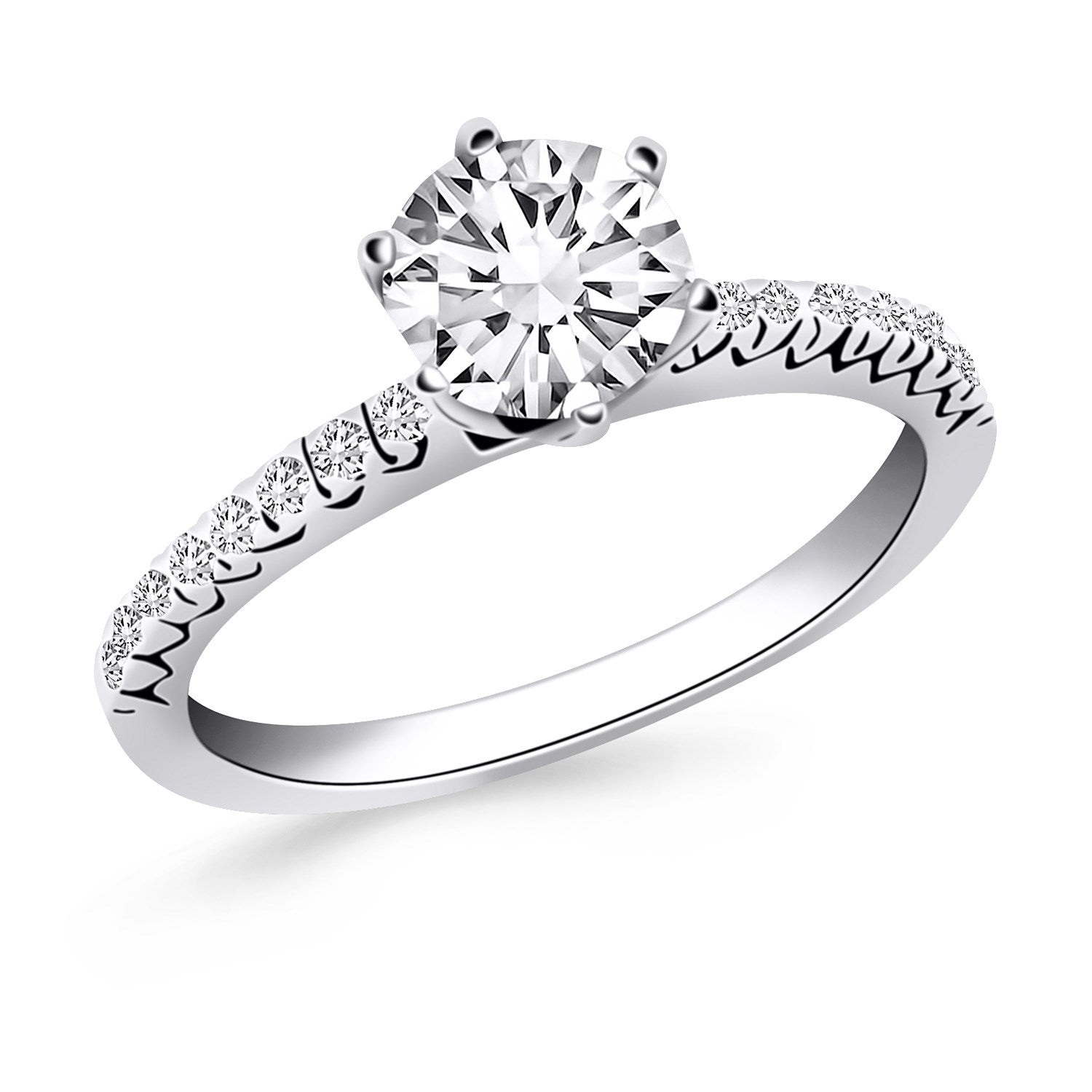 14k White Gold Engagement Ring with Fishtail Diamond Accents - The Best Accessory