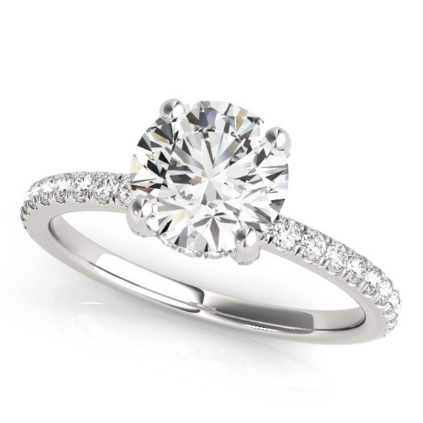 14k White Gold Diamond Engagement Ring with Scalloped Row Band (2 1/4 cttw) - The Best Accessory
