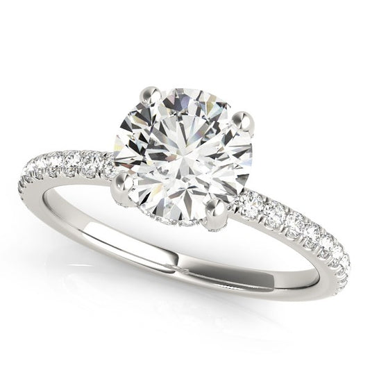 14k White Gold Diamond Engagement Ring with Scalloped Row Band (2 1/4 cttw) - The Best Accessory