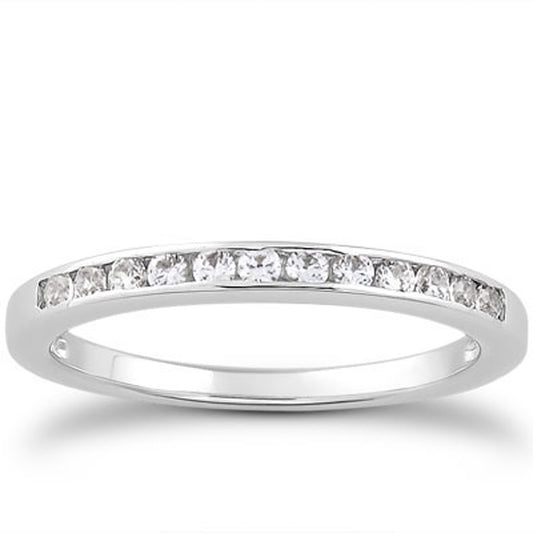 14k White Gold Channel Set Diamond Wedding Ring Band Set 1/3 Around - The Best Accessory