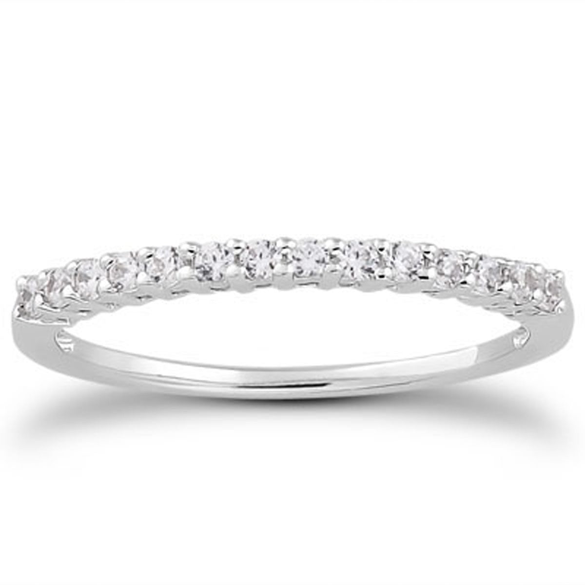 14k White Gold Shared Prong Diamond Wedding Ring Band with Airline Gallery - The Best Accessory