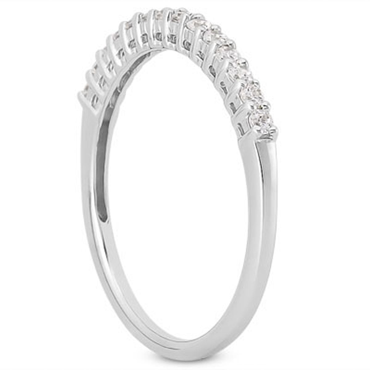14k White Gold Shared Prong Diamond Wedding Ring Band with Airline Gallery - The Best Accessory
