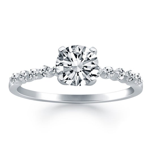 14k White Gold Diamond Engagement Ring with Shared Prong Diamond Accents - The Best Accessory