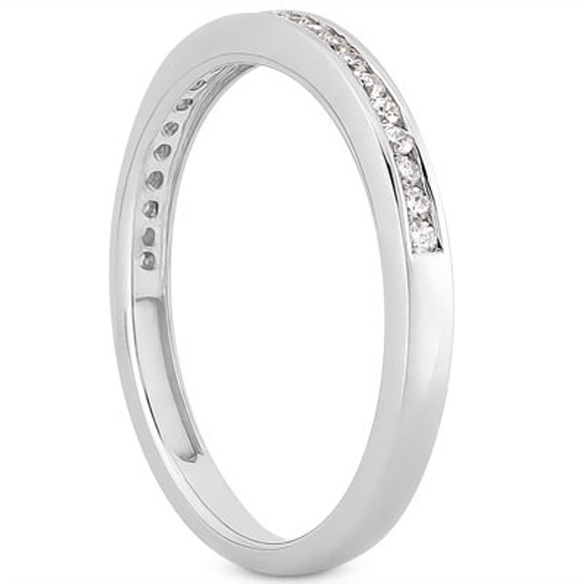 14k White Gold Slender Channel Set Diamond Wedding Ring Band Set 1/2 Around - The Best Accessory