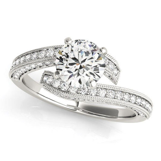14k White Gold Round Diamond Bypass Style Engagement Ring (1 1/2 cttw) - The Best Accessory