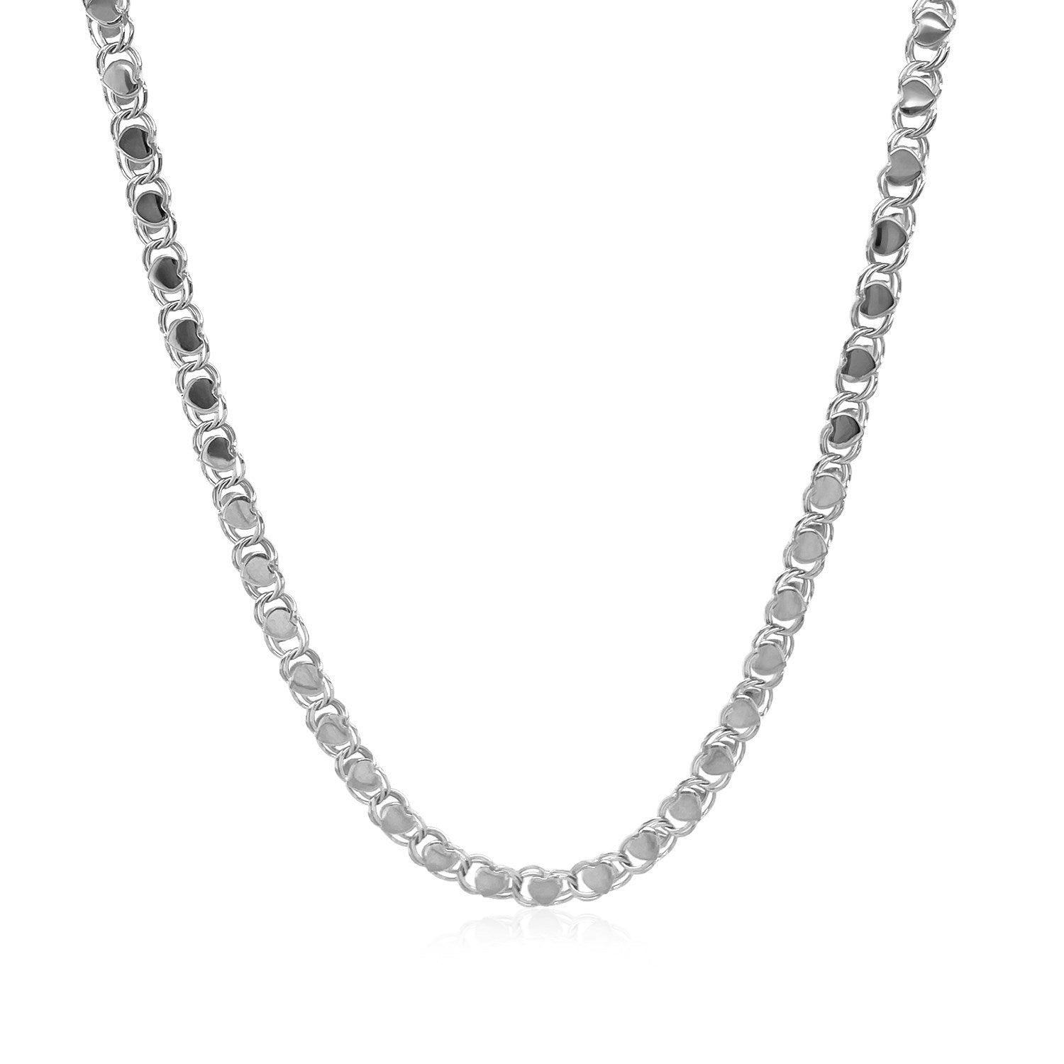 14k White Gold Heart Chain (3.00 mm) - The Best Accessory