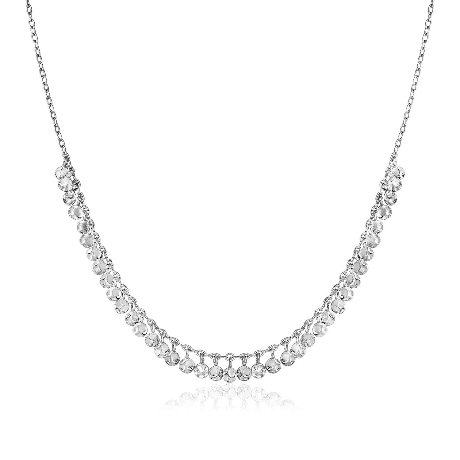 Sterling Silver 16 inch Necklace with Textured Beads - The Best Accessory
