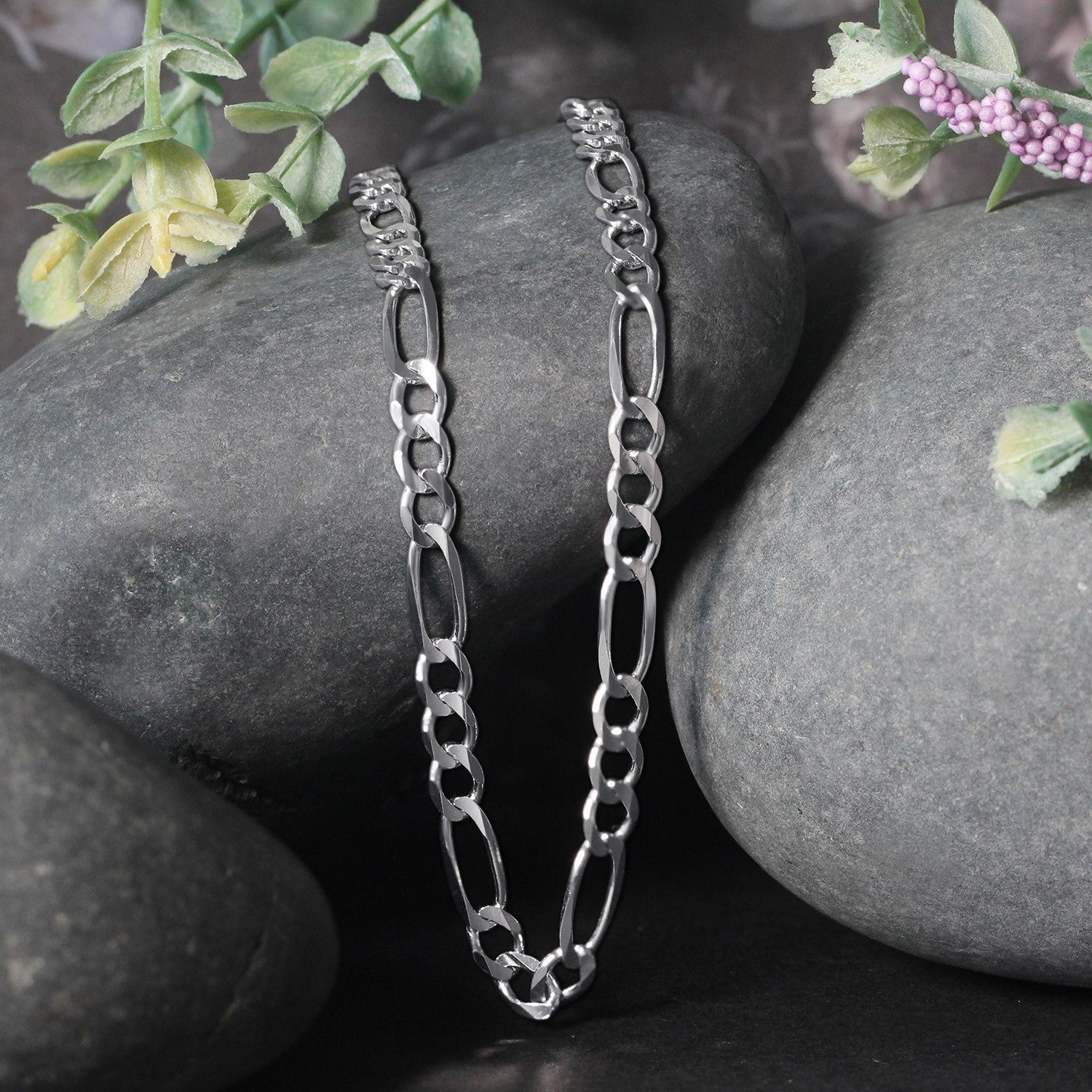 14k White Gold Solid Figaro Chain (4.50 mm) - The Best Accessory
