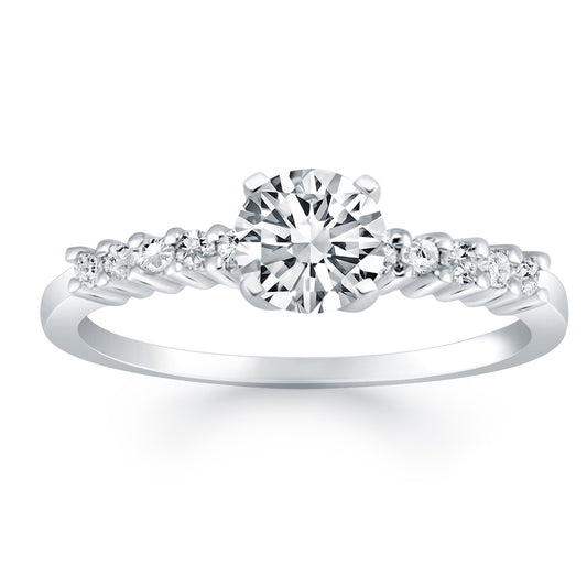 14k White Gold Shared Prong Accent Diamond Engagement Ring - The Best Accessory