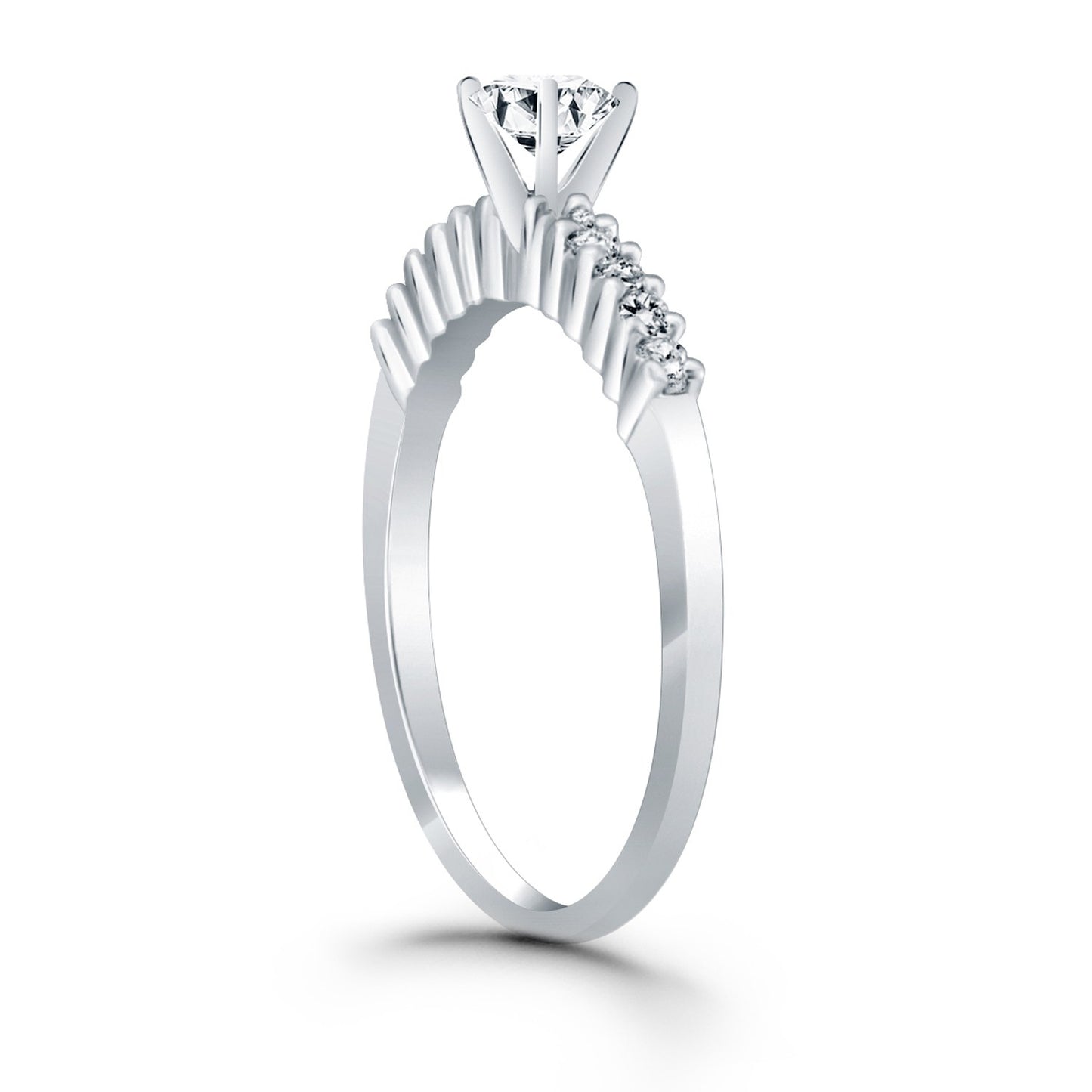 14k White Gold Shared Prong Accent Diamond Engagement Ring - The Best Accessory