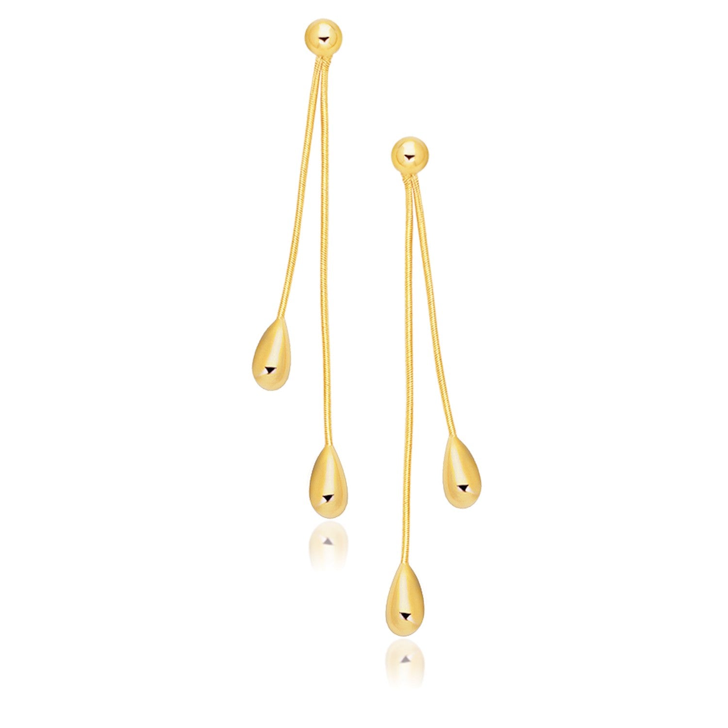 14k Yellow Gold Double Drop Long Earrings - The Best Accessory
