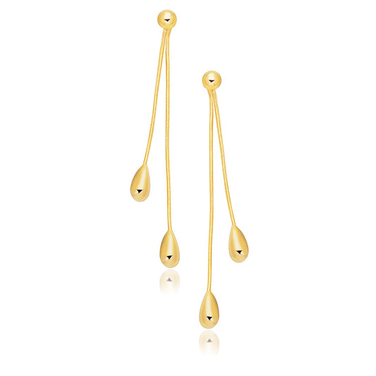 14k Yellow Gold Double Drop Long Earrings - The Best Accessory